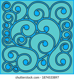 Pattern Bule Background With Swirls