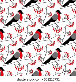 Pattern with bullfinch. Simple geometry.