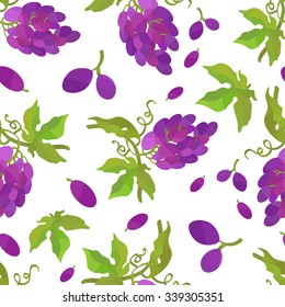 Pattern bunch of grapes with leaves