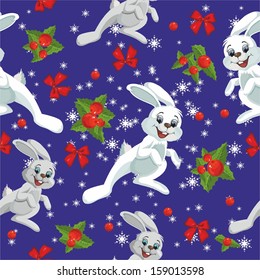 pattern with bunnies and snowflakes