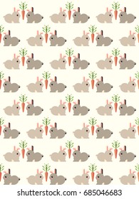 Pattern with bunnies. Vector pattern with bunnies and carrot.