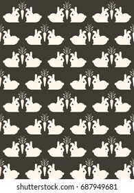 Pattern with bunnies. Vector pattern with bunnies and carrot.