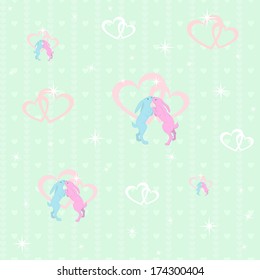 Pattern with bunnies.Vector illustration.