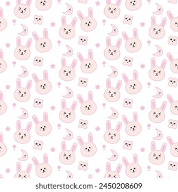 сhildish pattern with bunny. animal seamless background, cute vector texture for kids