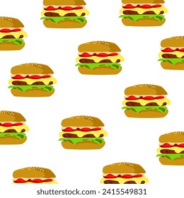 Burgermuster. Hintergrund für Fast Food, Verpackung, Poster. Vektorgrafik