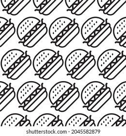 Pattern of burgers on a white background. Can be used as a background. Fast food concept.