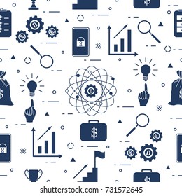 Pattern of business process, planning, strategy, finance and investment, business success. Design for banner and print.