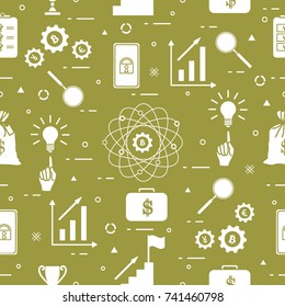 Pattern of business process, planning, strategy, finance and investment, business success. Design for banner and print.