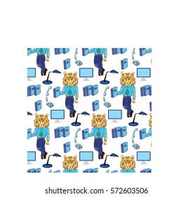 Pattern with businessman lion