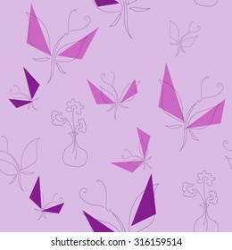 Pattern with butterflies, abstract and seamless background
