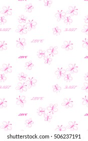 pattern with butterflies. Freehand drawing
