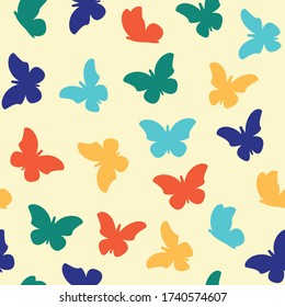 Pattern of butterflies or moths. Print design. Seamless background.
