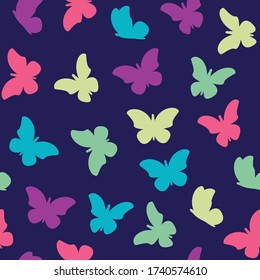Pattern of butterflies or moths. Print design. Seamless background.
