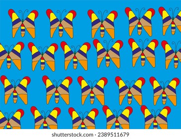 Pattern with butterflies. Butterflies on a blue background. Summer design.