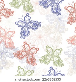 Pattern with butterflies, for print and gift wrapping.  Seamless texture. Grunge. Vector eps 10