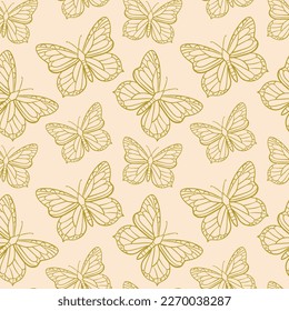 Pattern with butterflies. Seamless pattern. Can be used to fill the background of a web page, textile, wrapping paper. Vector