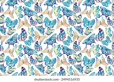 pattern of butterfly design on white background for digital printing 