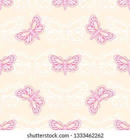 Pattern of butterfly in a flat style. Seamless background