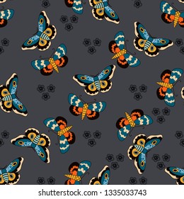 Pattern of butterfly in a flat style. Seamless background