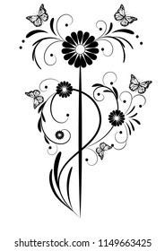 pattern butterfly leaves flower vector tattoo pattern