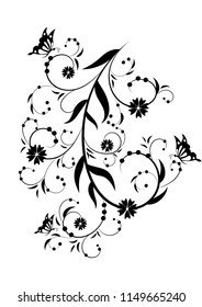 pattern butterfly leaves flower vector tattoo pattern