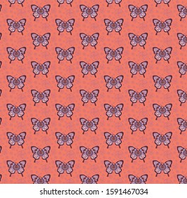 Pattern of a Butterfly with love mandala at the center , hearts and roses ornaments at the inferior wings and little roses background vector