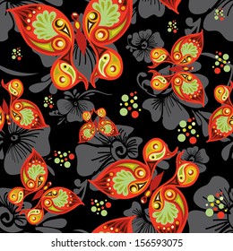 pattern with the butterfly on a black background