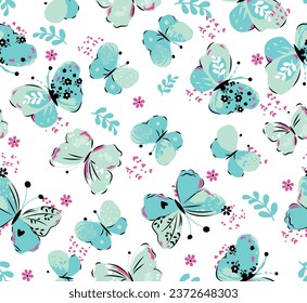 pattern butterfly spring cute flowers