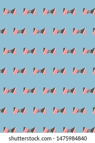 pattern with butterfly ties. bow tie with black, white and pink stripes on a blue background