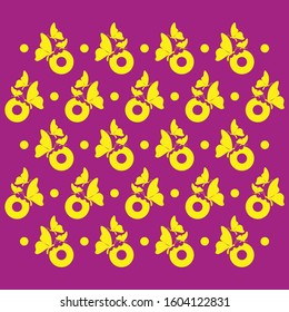 a Pattern of butterfly with yellow and pink colors