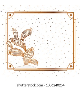 pattern cactus with frame golden isolated icon