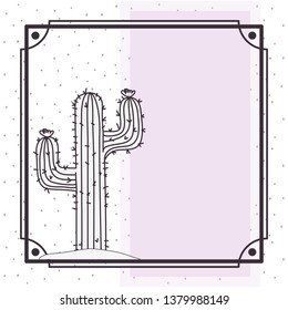 pattern cactus in frame isolated icon