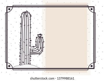 pattern cactus in frame isolated icon