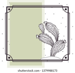 pattern cactus in frame isolated icon
