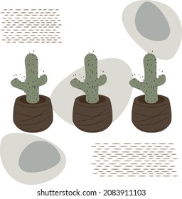 patrón de cactus en una olla con manchas sin forma
