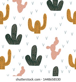 Pattern cactuses.  Design for wrapping paper, textile, vector  background fill.