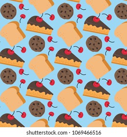 Pattern of cake, bread and cookies design.