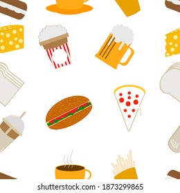 pattern cake and drink seamless vector illustration
