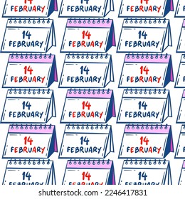 Pattern with calendar. Color print. Icons vector illustrations. Set of text in different colors and types. Valentine's day love romantic 