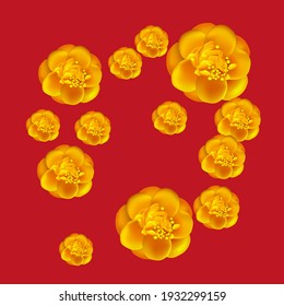 Pattern Camellia exotic flower. Vector illustration. Use printed materials, signs, objects, websites, maps.