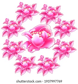 Pattern Camellia exotic flower. Vector illustration. Use printed materials, signs, objects, websites, maps.