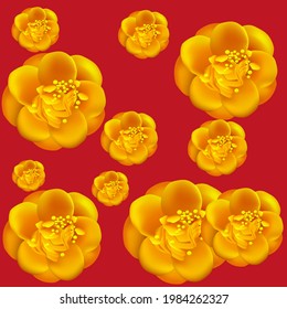 Pattern Camellia exotic flower. Vector illustration. Use printed materials, signs, objects, websites, maps.