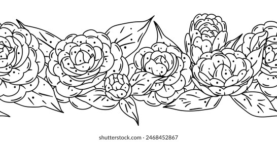 Muster mit Kamelienblumen. Schöne dekorative Pflanzen.