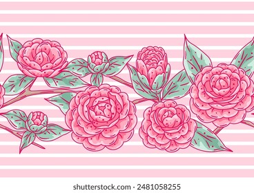 Patrón con flores de camelia. Hermosas plantas decorativas.