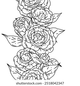 Padrão com flores de camélia. Belas plantas decorativas.