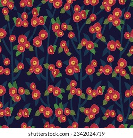 Es ist ein Muster von Kamelien-Blumen in voller Blüte.