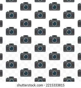 Pattern of camera on Transparent background (PNG) with mini doodle (icons). Vector Illustration