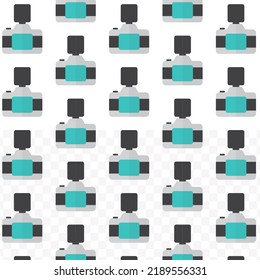 Pattern of camera in transparent background (PNG) with mini doodle (icons). Vector Illustration
