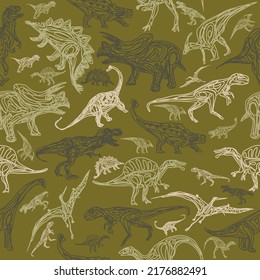 Pattern camouflage pattern from dinosaurs, Tyrannosaurus, Triceratops, Stegosaurus, Diplodocus, Allosaurus, Pterodactyl