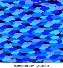 Pattern of camouflage in the form of blue clouds, vector